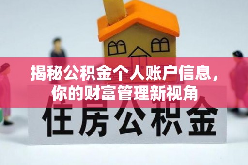 和林格尔揭秘公积金个人账户信息，你的财富管理新视角